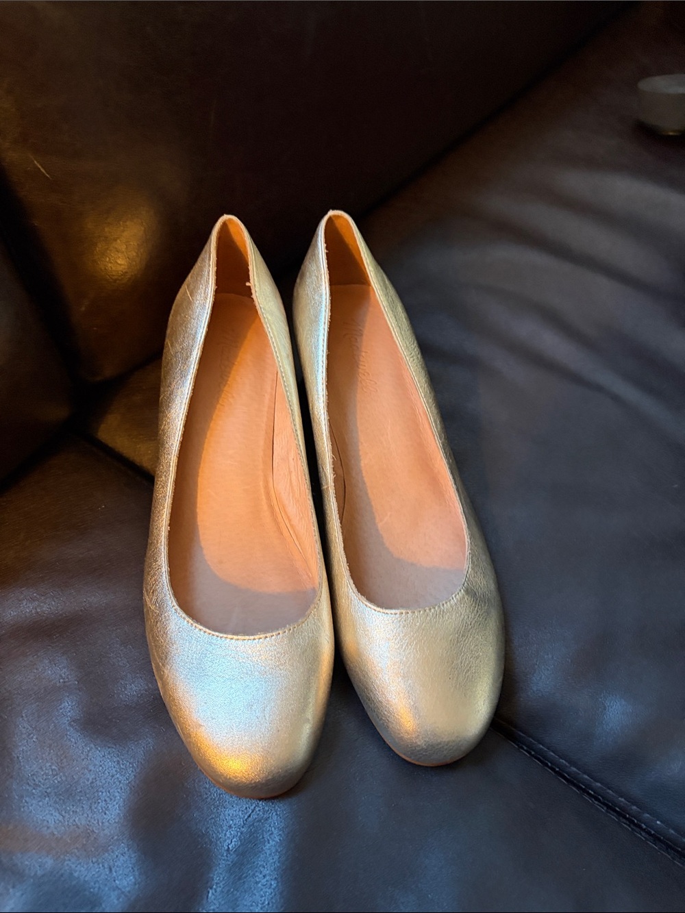 Madewell Women's Metallic Gold Shoes with Low Heel